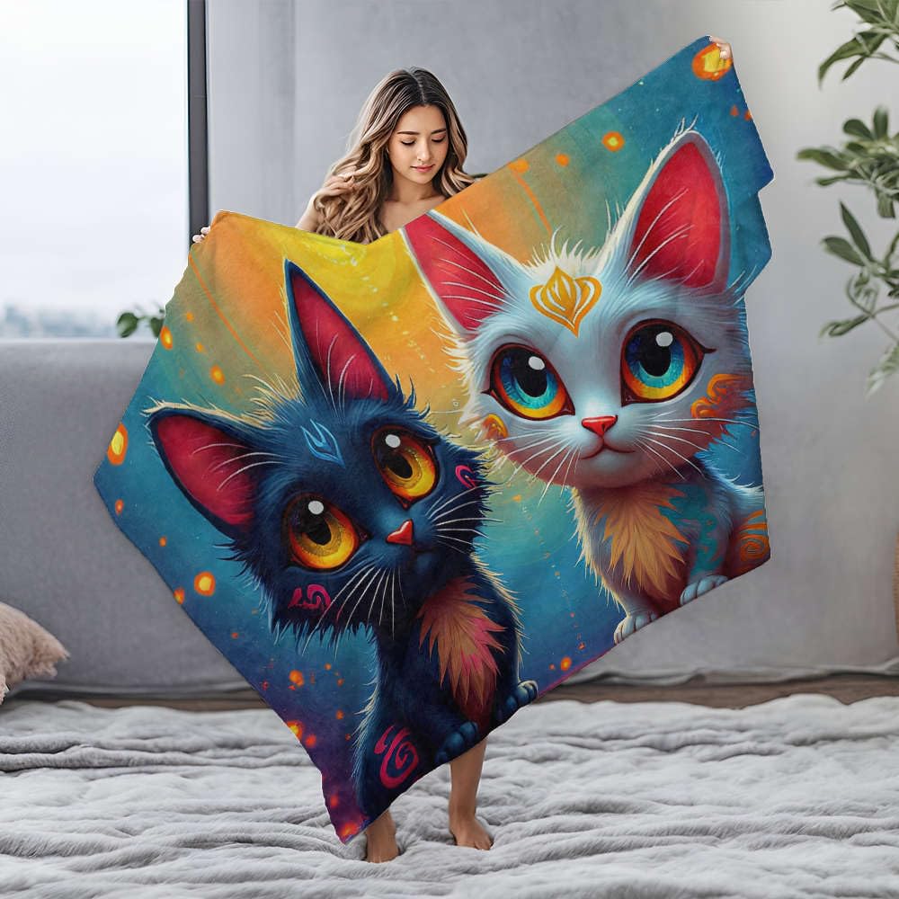 Couverture bébé chats avec tatouages colorés, cadeau de naissance
