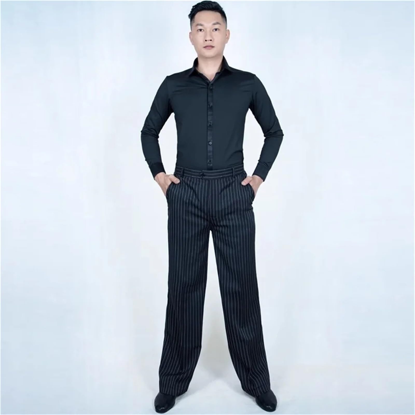 Pantalones De Baile Latino Hombre Pantalones de Baile Latino/Jazz for Hombre, Color Negro, for Mujer, for salón, Ropa, pantalón práctica/actuación con un botón(Brown,23 Waist 77)