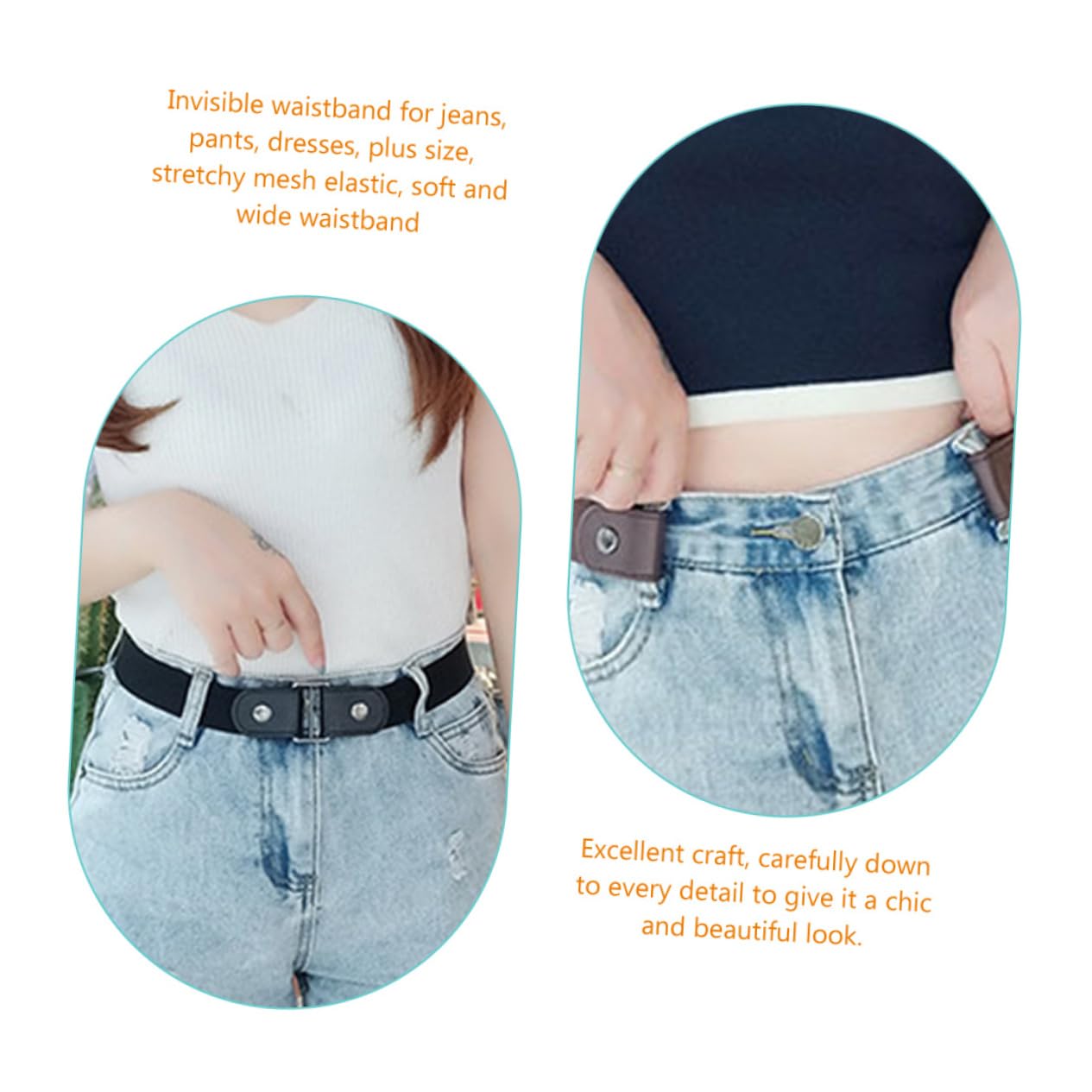 COLLBATH 6stücke Schnallenloser Gürtel Unsichtbarer Elastischer Taillengürtel Für Damen Und Verstellbar Und Dehnbar Für Jeans Und Hosen Kaffee