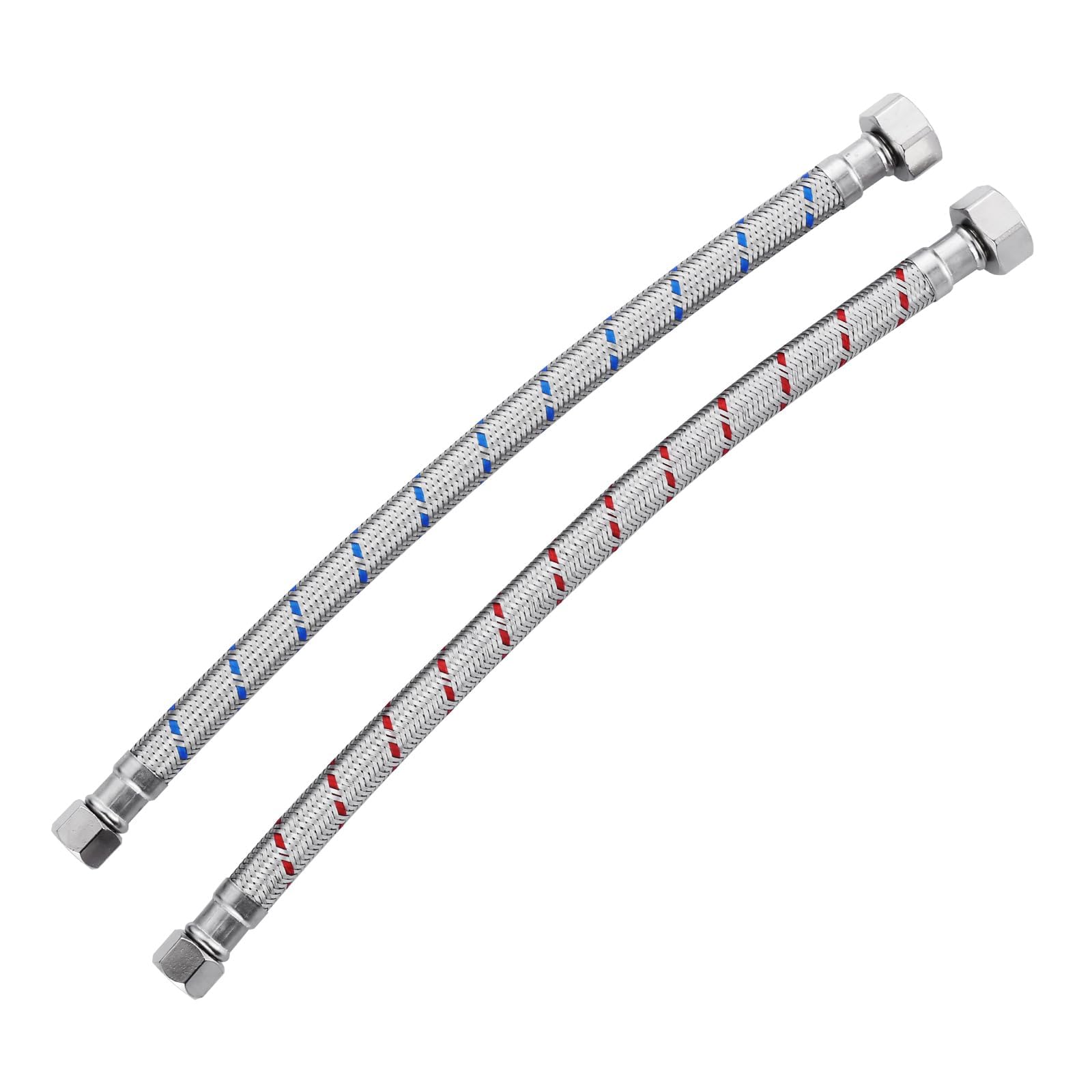 12 Inch Faucet Supply Lines Stainless Steel Braided Supply Hose for Sink Faucet G1/2" FIP x 3/8" Compression Faucet Connector, cUPC Bathroom Water Hose Replacement Parts 2 PCS