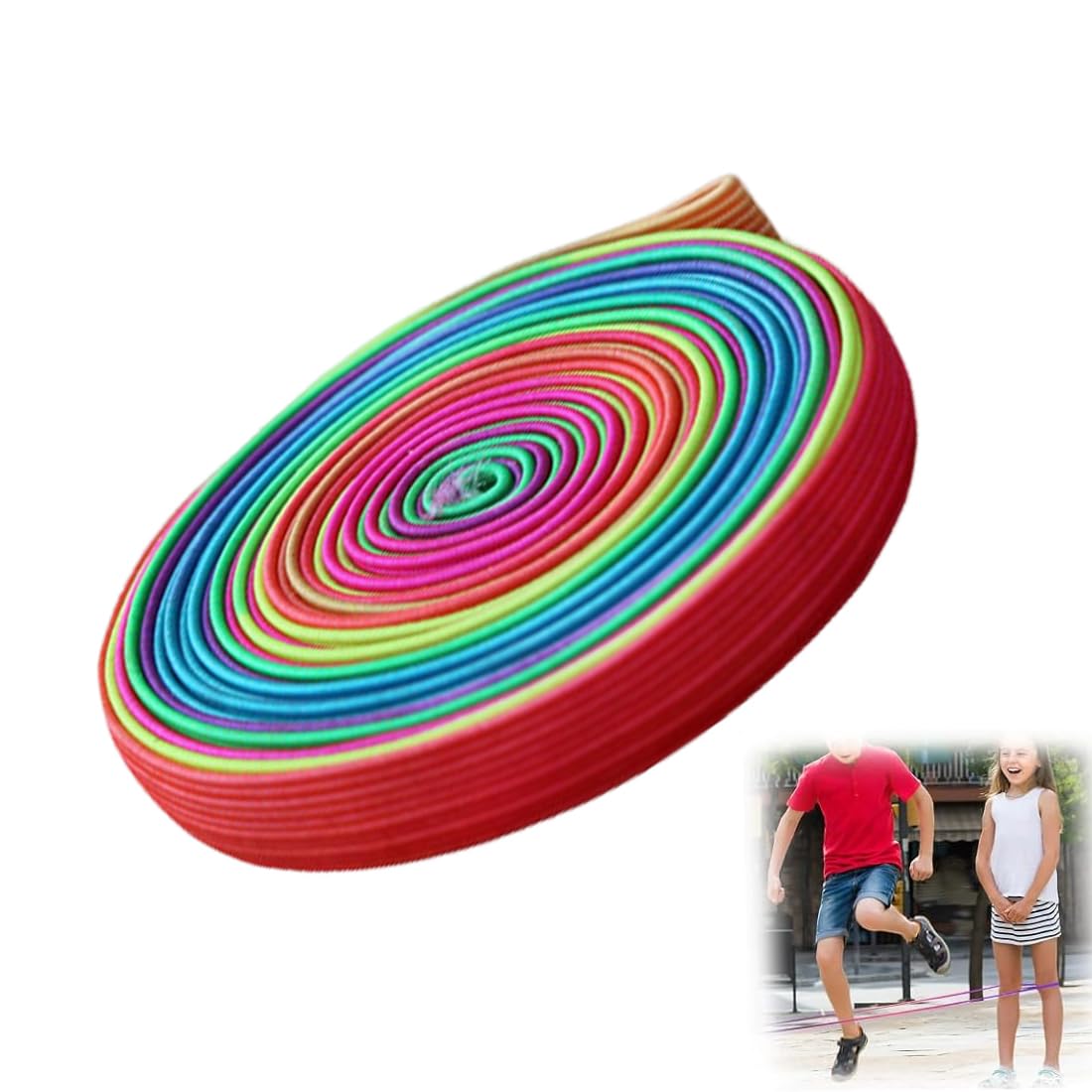 WUSJCOF Cuerda para Saltar, 1 rollo, Goma Elástica para niñas y niños de 6 a 10 años (6 metros) (colores arcoíris), Ideal para Regalos