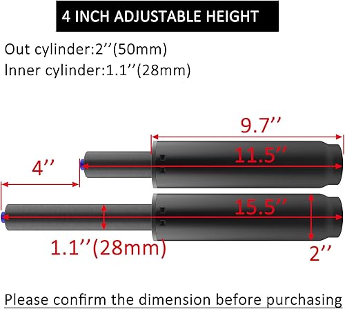 Miniatura 4 de MySit Cilindro de elevación de gas de 4 pulgadas para piezas de repuesto de silla Herman Miller Aeron cilindro neumático resistente de 450 libras
