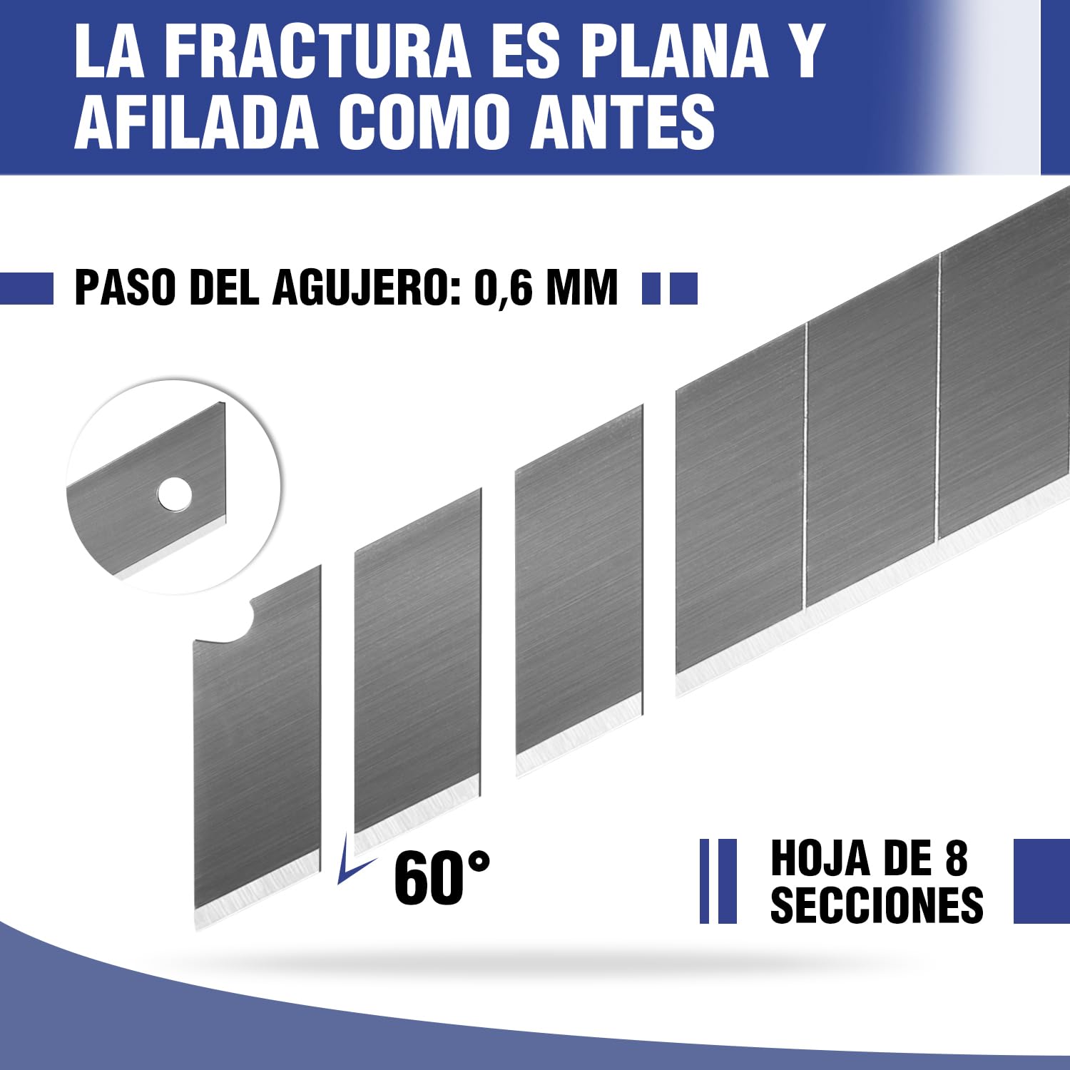 WORKPRO Juego de Cuchillas Cutter, 100 Piezas Hojas para Cuter Profesional a Presión de 8 Segmentos, Cuchillas de Repuesto SK5, 0,5 mm de Grosor y 18 mm de Ancho con Caja | Hojas SK5 de 18mm y 0,5mm para Cutter Profesional de Cuchillas Separables, Caja Or