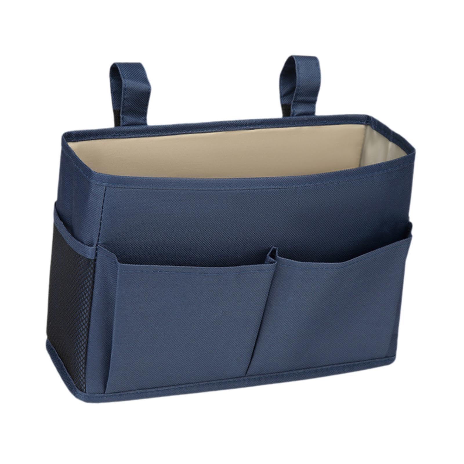 Amagogo Bedside Aufbewahrungskorb Bett Organizer Hängetasche mit Mehreren Taschen Aus Leinen Und Baumwolle für Laden Wohnung Büro Kinderzimmer Schlafsaa, Navy Blau