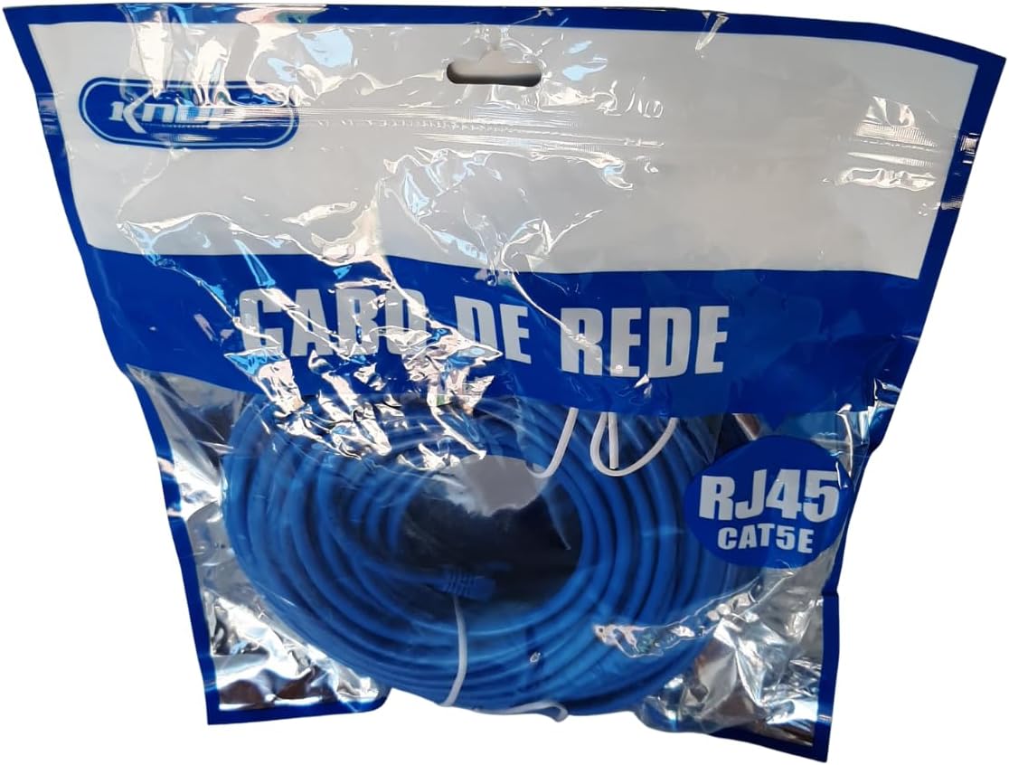 Cabo de rede 20 metros RJ45 Montado azul Cat5e