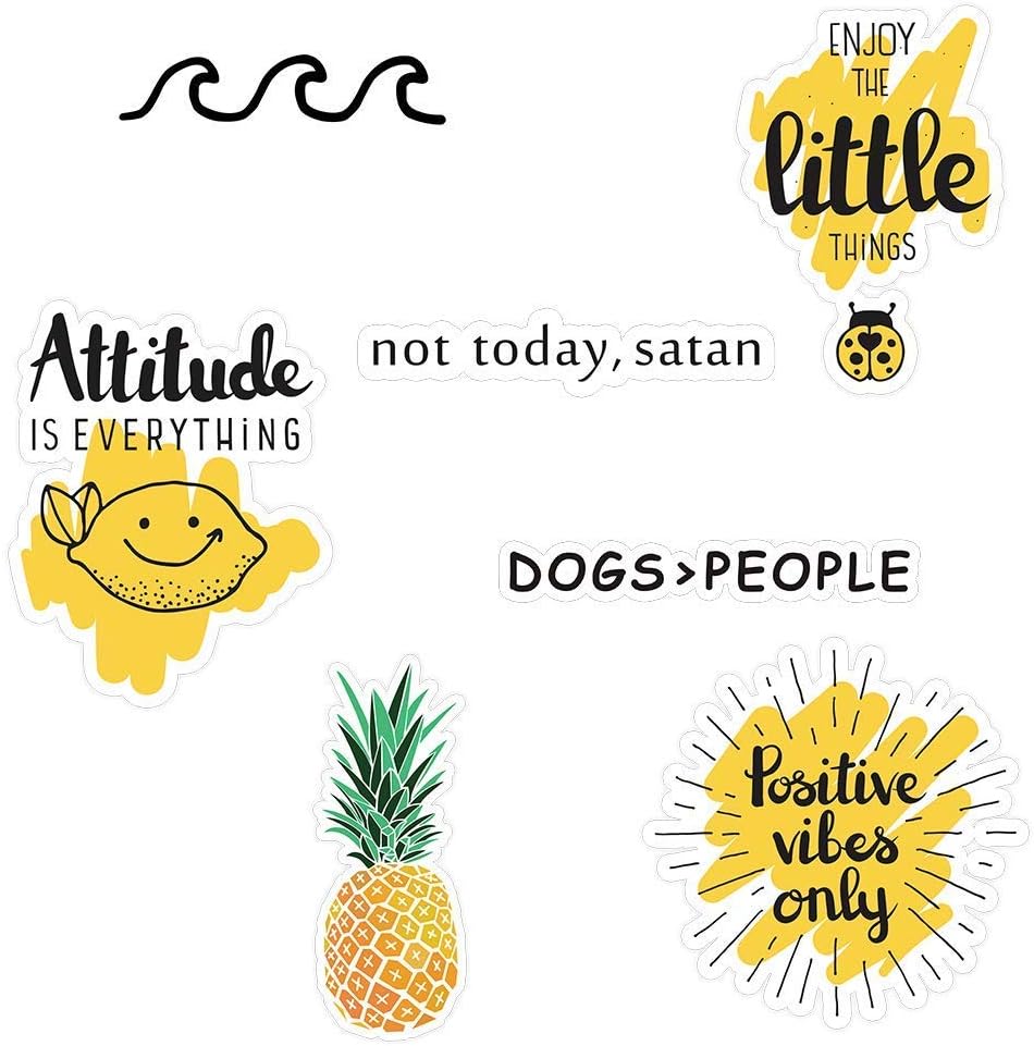 Vsco Cute Stickers for Hydro flasks[10pcs] Positive, Lovely, Trendy, Aesthetic, Mustard Yellow Sticker for Teen, Girls, Feminists - for Water Bottles Laptop MacBook Computer iPhone iPad Guitar (g3)