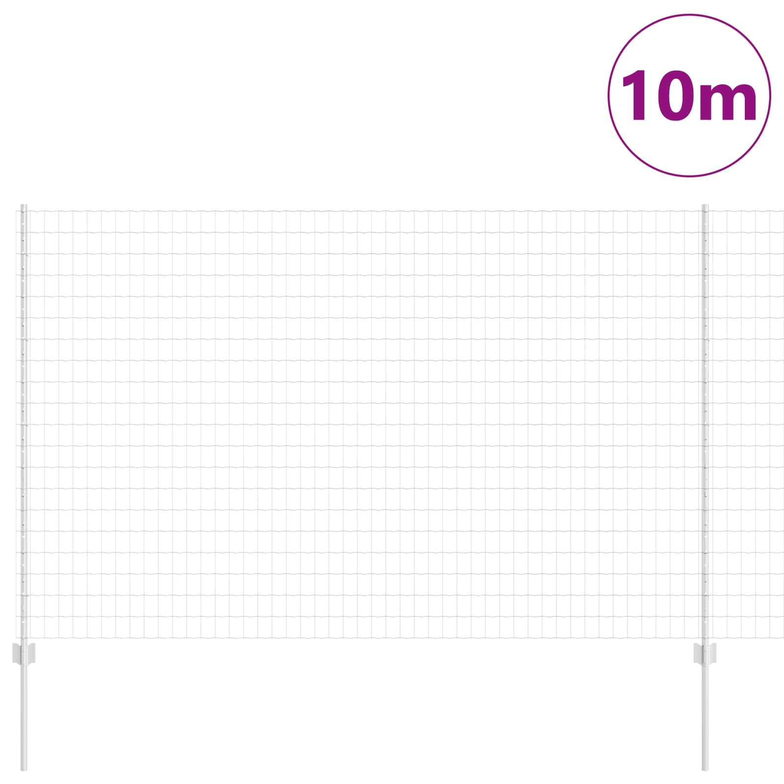 Recinzione Euro in Acciaio Zincato Argento 10 x 1,6 m con Pali da 200 cm per Giardini, Terrazzi, Cortili e Spazi Esterni, Sistema Modulabile di Delimitazione e Protezione