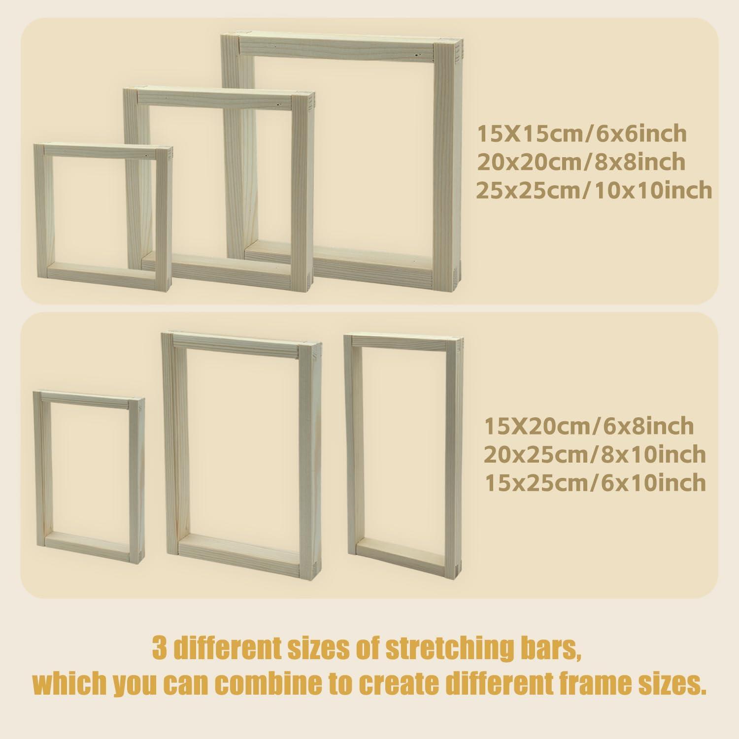 12 PCS Needlepoint Stretcher Bars, 3 Sizes Canvas Stretcher Bars for Needlepoint, Embroidery Stitch Frame Kit with Rubber Mallet (6" 8" 10“)