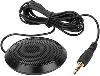 Qiilu 3.5mm Microphone, Portable Desktop Computer Microphone for Conference Recording Video Meeting Call