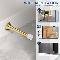 Vista 5 de Paquete de 12 topes de puerta de resorte de 3 1/4 pulgadas, flexibles y resistentes, con puntas de parachoques de goma a prueba de óxido (dorado)