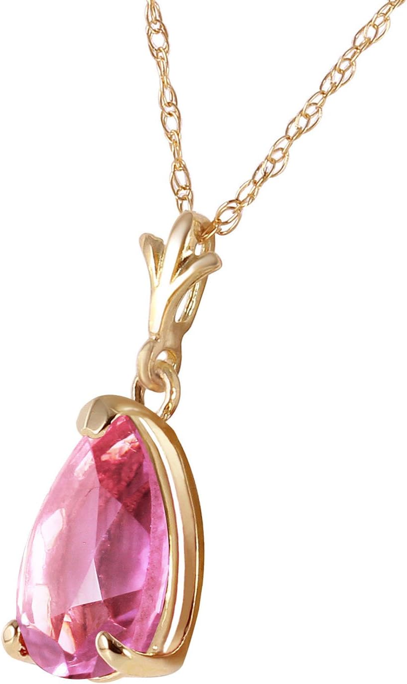 Galaxy Gold GG 1.5 Carat 14k Solid Gold Necklace with Natural Pink Topaz Pendant