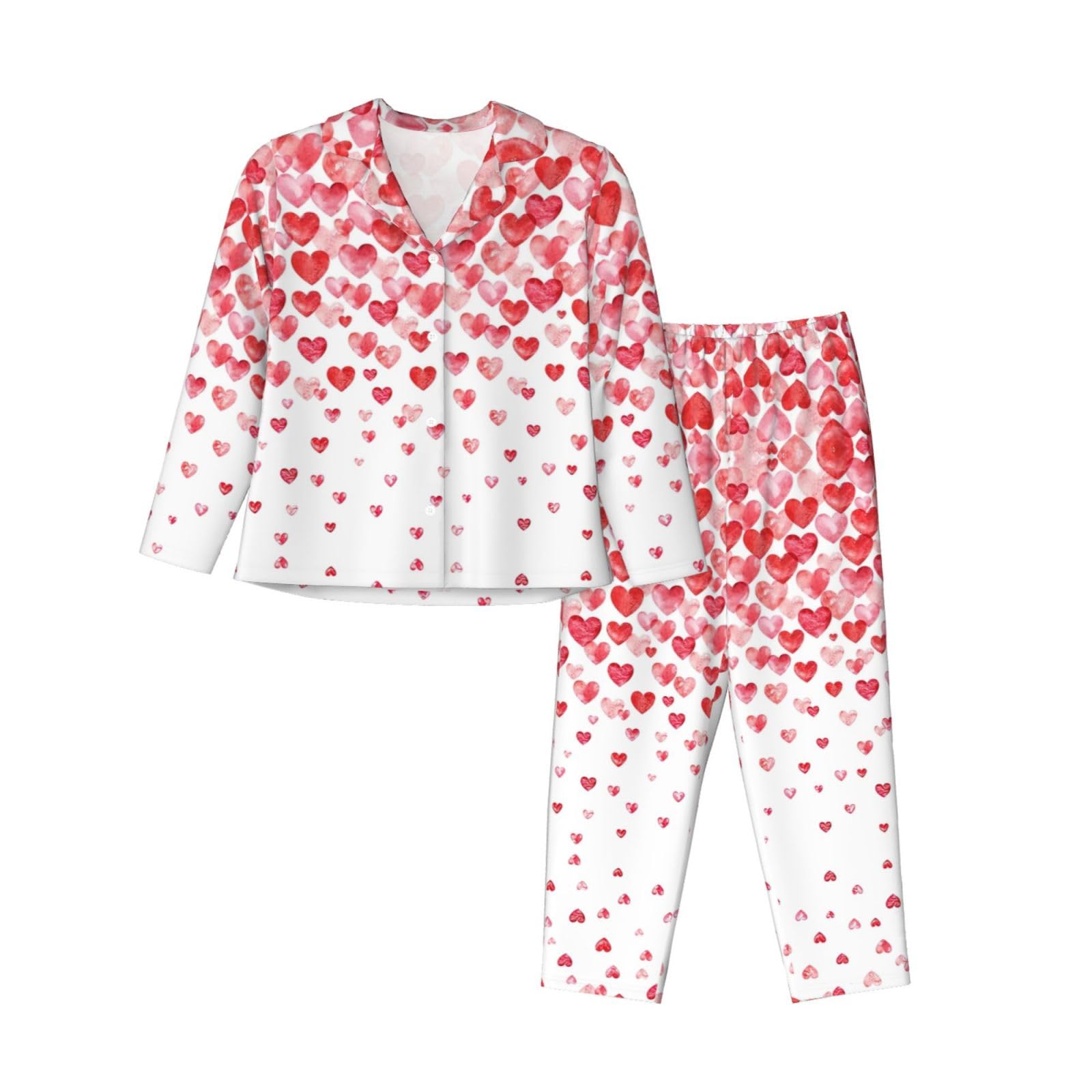 Ensemble de pyjama manches longues motif cœurs doux - 8