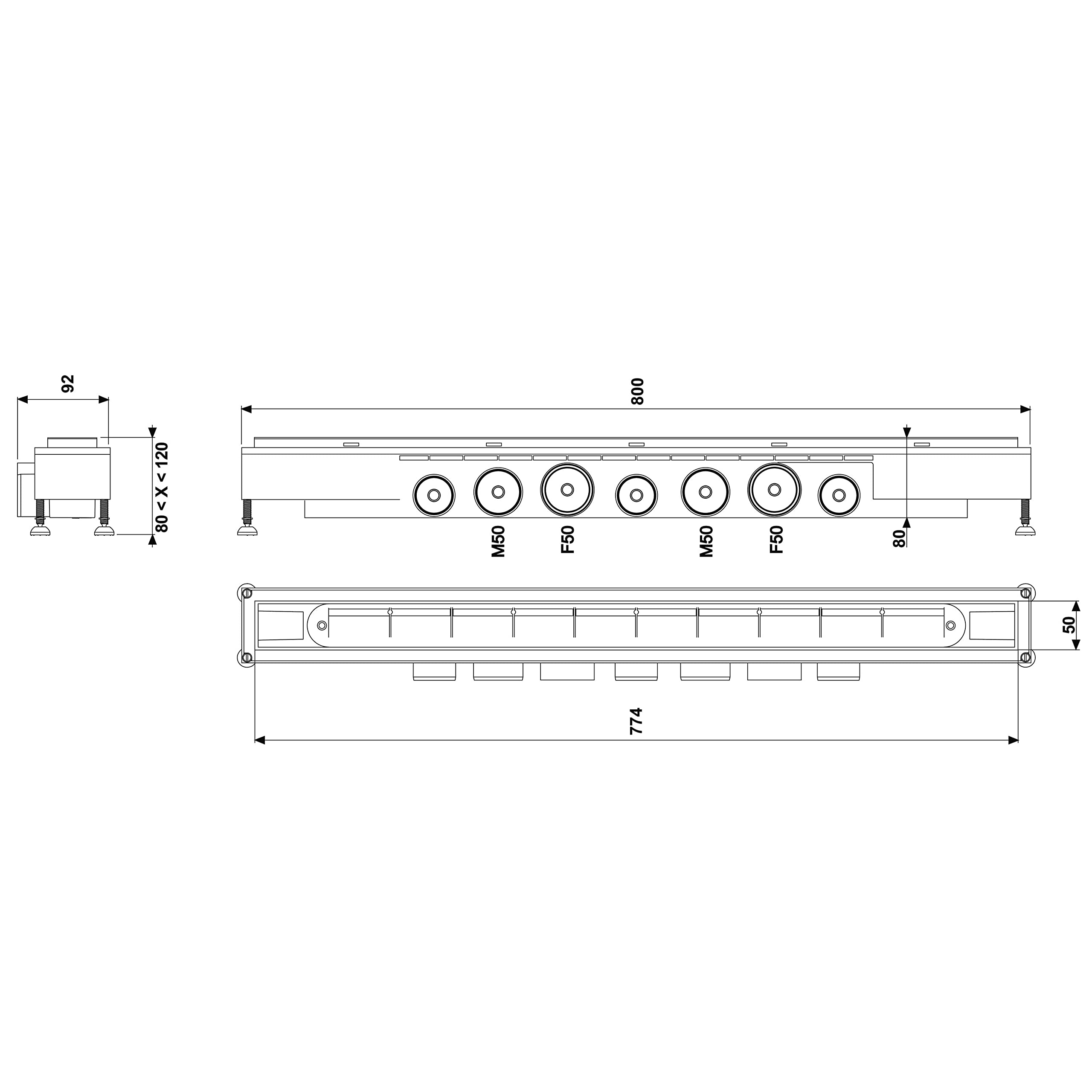 Wirquin 30718579 Express'eau - Desagüe tipo rejilla para ducha (800 mm)