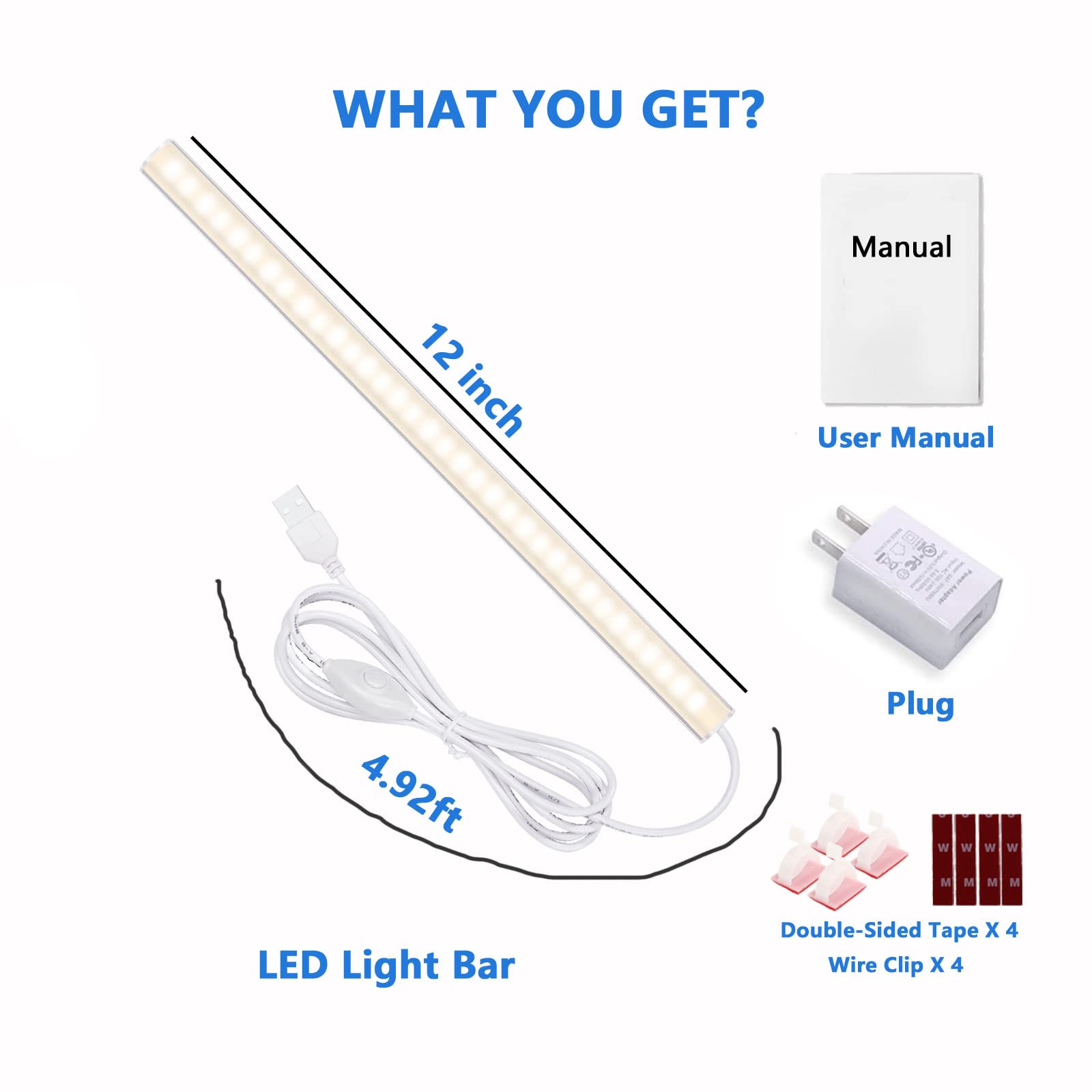 Dimmable LED Under Cabinet Lighting Kit - 4x12 Inch Daylight White Bars With Memory Function, Plug-in Linkable Design - View #6