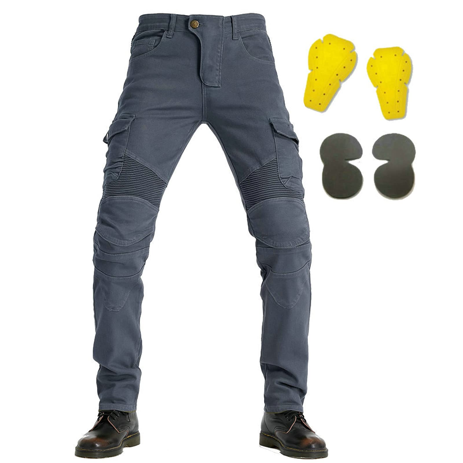 Pantaloni da Moto da Uomo,Moto Biker Jeans Pantaloni Protezione Armature Motorcycle Pants da Ciclismo,Impermeabili Cargo Pantaloni da Corsa (Grigio,M)