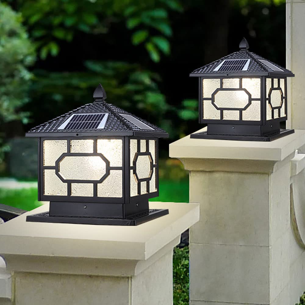 Wodoodporna zewnętrzna lampa solarna IP55, retro, kolumna podwórka, LED, 2 kolory, możliwość ściemniania, dekoracja ścienna, lampion na drzwi do ogrodu willi