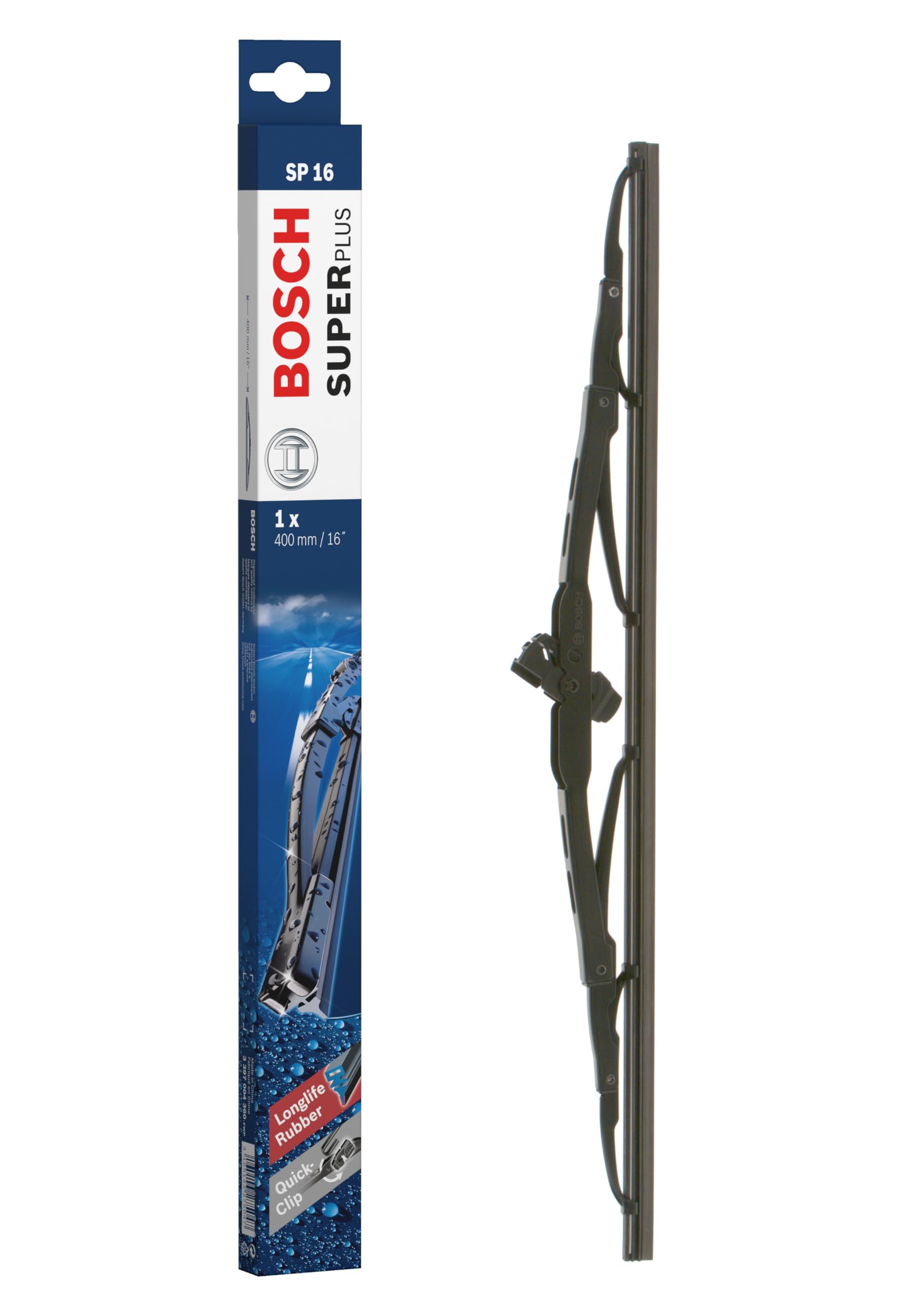 Tergicristallo Bosch Super Plus SP16 – 400mm (16 Pollici) Per Parabrezza Anteriore – Solo Per Veicoli Con Guida A Destra (UK)
