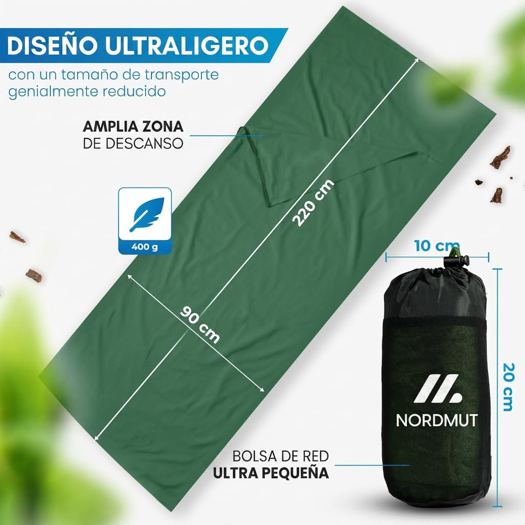 NORDMUT Saco de Dormir Ultraligero Microfibra Algodón Transpirable Compacto