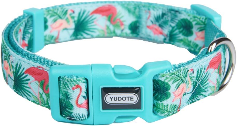 YUDOTE Spring Summer Scent Floral Dog Collars, Flower Print Nylon Dog Collar, Cute Puppy Collar for Large Medium Small Dogs