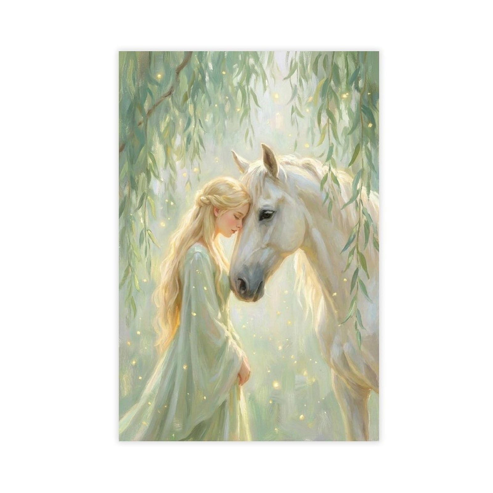 MRYCQ Princess And White Horse Poster Canvas Poster for Office Decor Gift