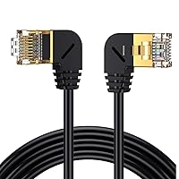 Vista 1 de Cable Ethernet Cat 8 para interiores y exteriores, cable de conexión LAN, ángulo recto, macho a izquierdo, macho de alta velocidad, RJ45, cable