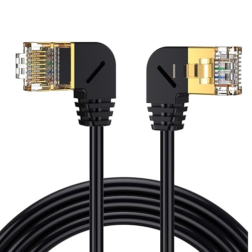 Cable Ethernet Cat 8 para interiores y exteriores, cable de conexión LAN, ángulo recto, macho a izquierdo, macho de alta velocidad, RJ45, cable