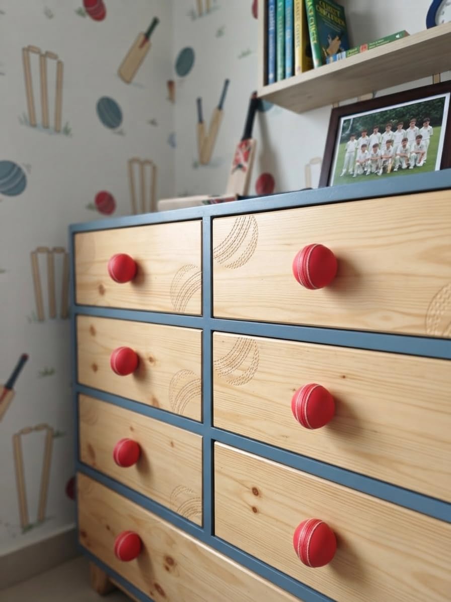 Cricket Ball knobs for Kids Bedroom/Kids Wardrobe Handles, Cabinet and Drawer knobs and pulls/Sports Theme knobs/Cricket Theme Room Decor. Pack of 2 knobs in 1 Quantity-image-19