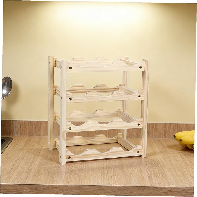 Cabilock Soporte para Botellas de Vino de Madera, Estilo Moderno, Beige miniatura 4