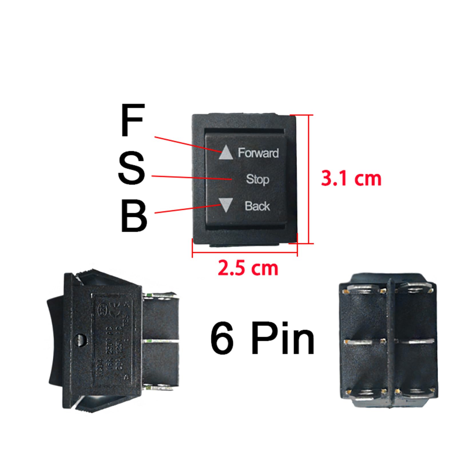 VitalKos 2 Pcs Universal Forward and Backward Switch for 6-24V Power Wheel Children's Electric Vehicles,Replacement Parts for Ride on Toys