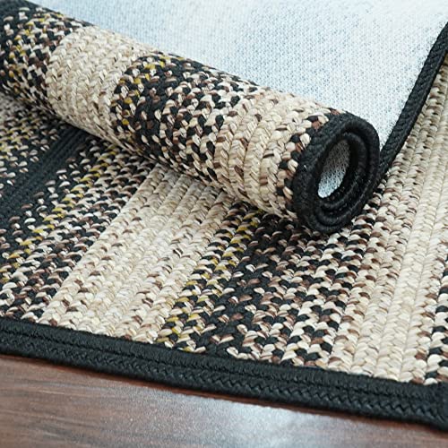 Homespice Blackbird Non Skid Braided Rugs With Rug Pads For Kitchen, Entryway, Bathroom Mat, 27" X 45" Rectangular Black - Brown - Cream, Indoor - Outdoor, Country, Primitive, Casual Style #TOP3