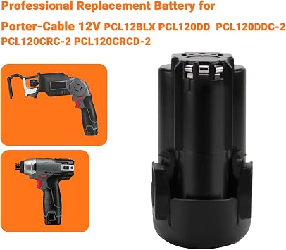 Shentec 2-Pack 4.0Ah 12V Battery Compatible with Porter-Cable PCL12BLX | Li-ion Battery Pack