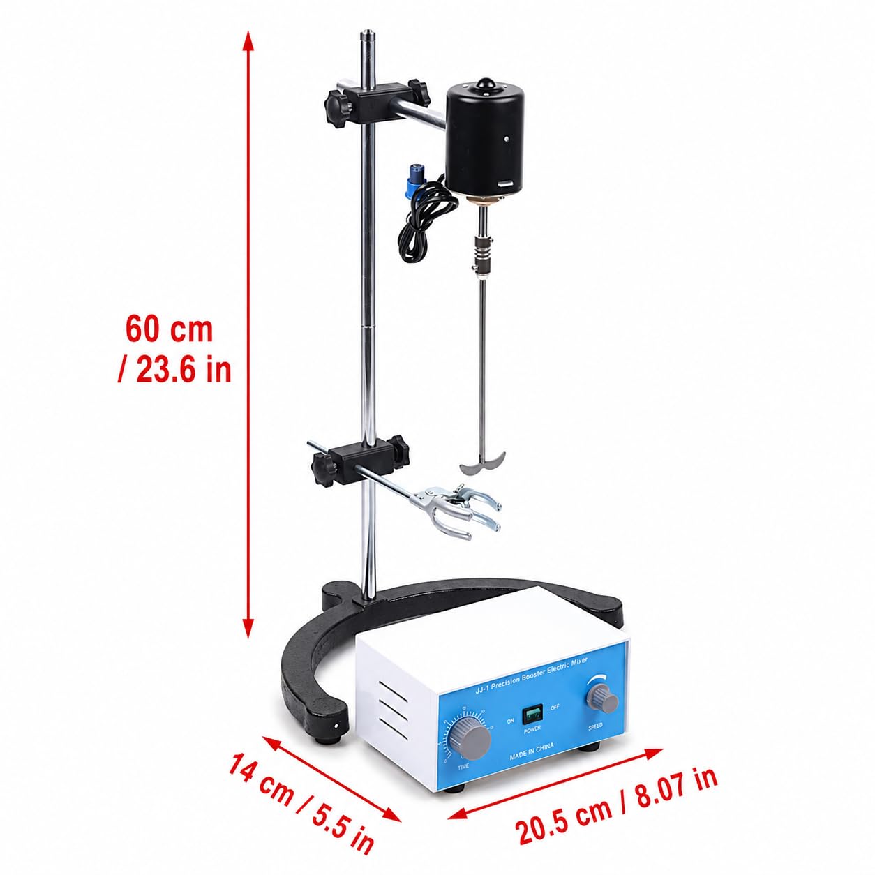 Agitador eléctrico de 200 W, velocidad variable de 0 a 3000 rpm, con eje de acero inoxidable para uso en laboratorio, fácil instalación