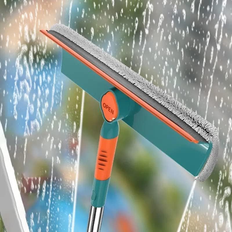 Image of 2 in 1 Window Cleaning Tool Wiper Window Cleaner with Bendable Head for Indoor Outdoor High Windows Cleaning (1, Green, Standard)