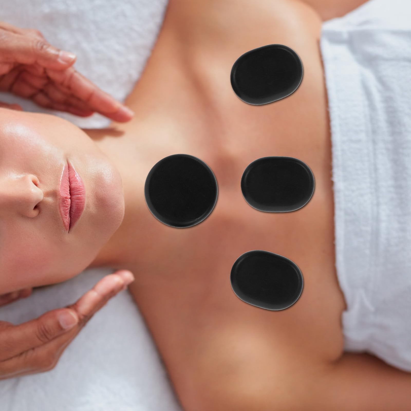 6 Stück Runde Massagesteine aus Bian Stein für Heim Spa