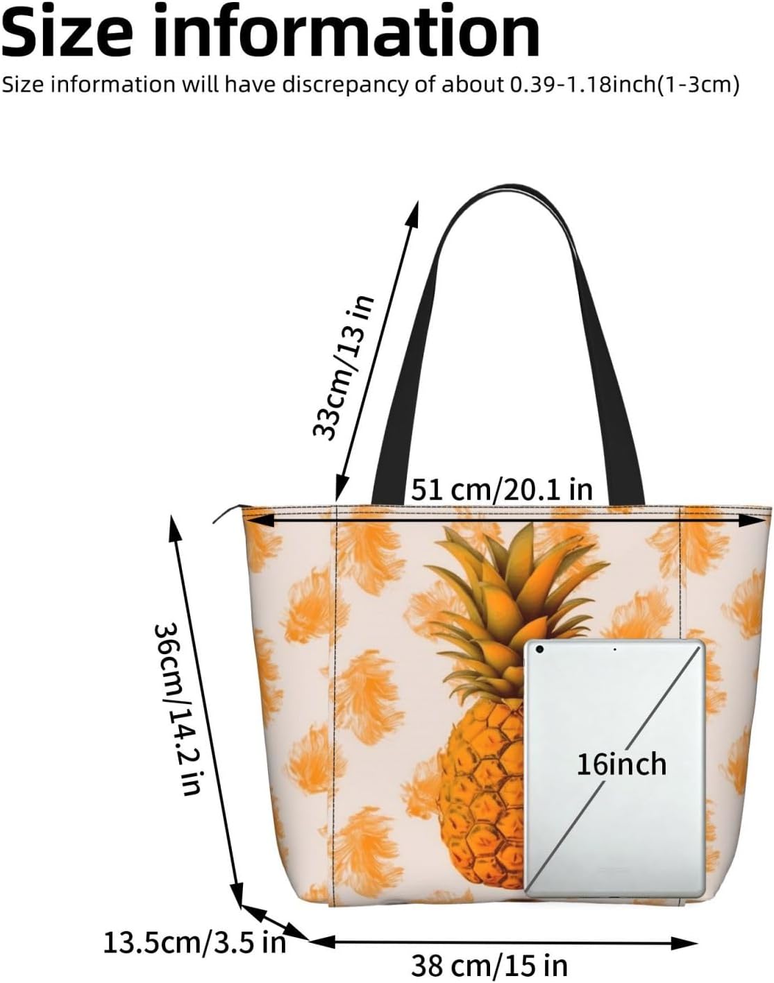 Women'S Yoga Bag With Yoga Mat Carrier Large Shoulder Bag Bright Orange Pineapple Carryall Tote For Travel Office Beach Gym image 4