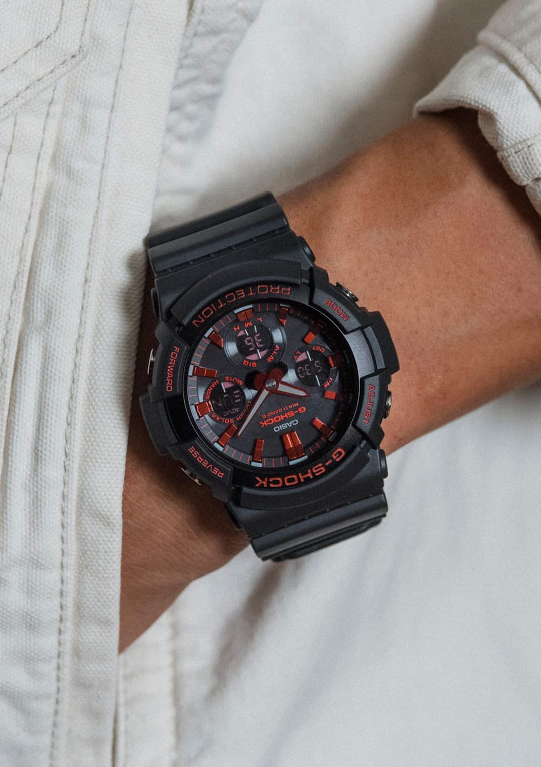 Casio GAW-100BNR-1AJF [G-Shock Black x Red Herren Gummiband