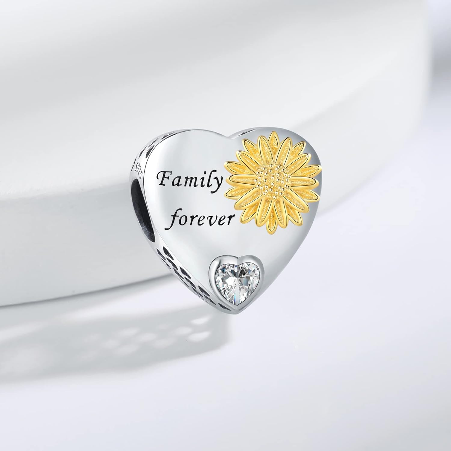 925 Sterling Silver Sunflower Charms Fit Pandora Charms Bracelet Forever In My Heart Fit Wife Mother's Day Christmas Birthday Gift - Image 2