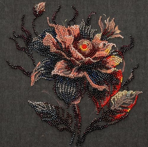 Image of Wizardi Bead Embroidery kit - Flower of the Night. Colorful Beads, Beading Needles. DIY Kit. Embroidery for Beginners. Home Decor. AMB-100 Abris Art