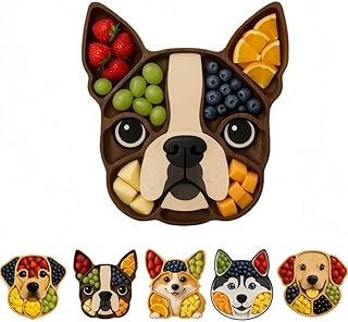 Decorative Bulldog Shaped Cheese Board and Charcuterie Platter - Dog Face Wood Serving Tray for Party, Meats & Fruits, Unique Novelty Gift for Housewarming (Birthday, Christmas) (B1, Small Size)
