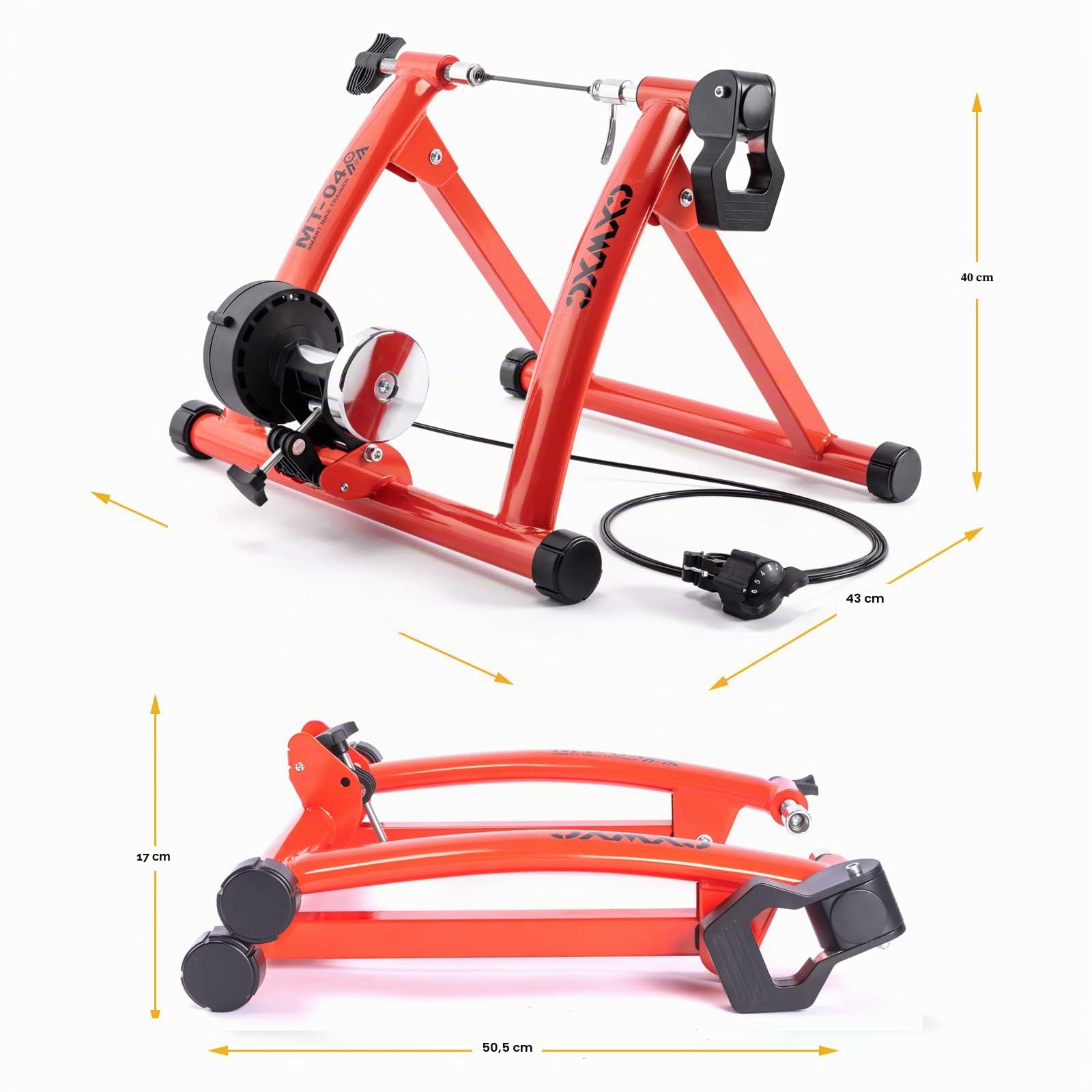 CXWXC Vélo d'entraînement à roulettes Pliable en Acier avec libération Rapide Support de Roue Avant pour entraînement de vélo de 26 à 29 Pouces à la Maison et à l'intérieur