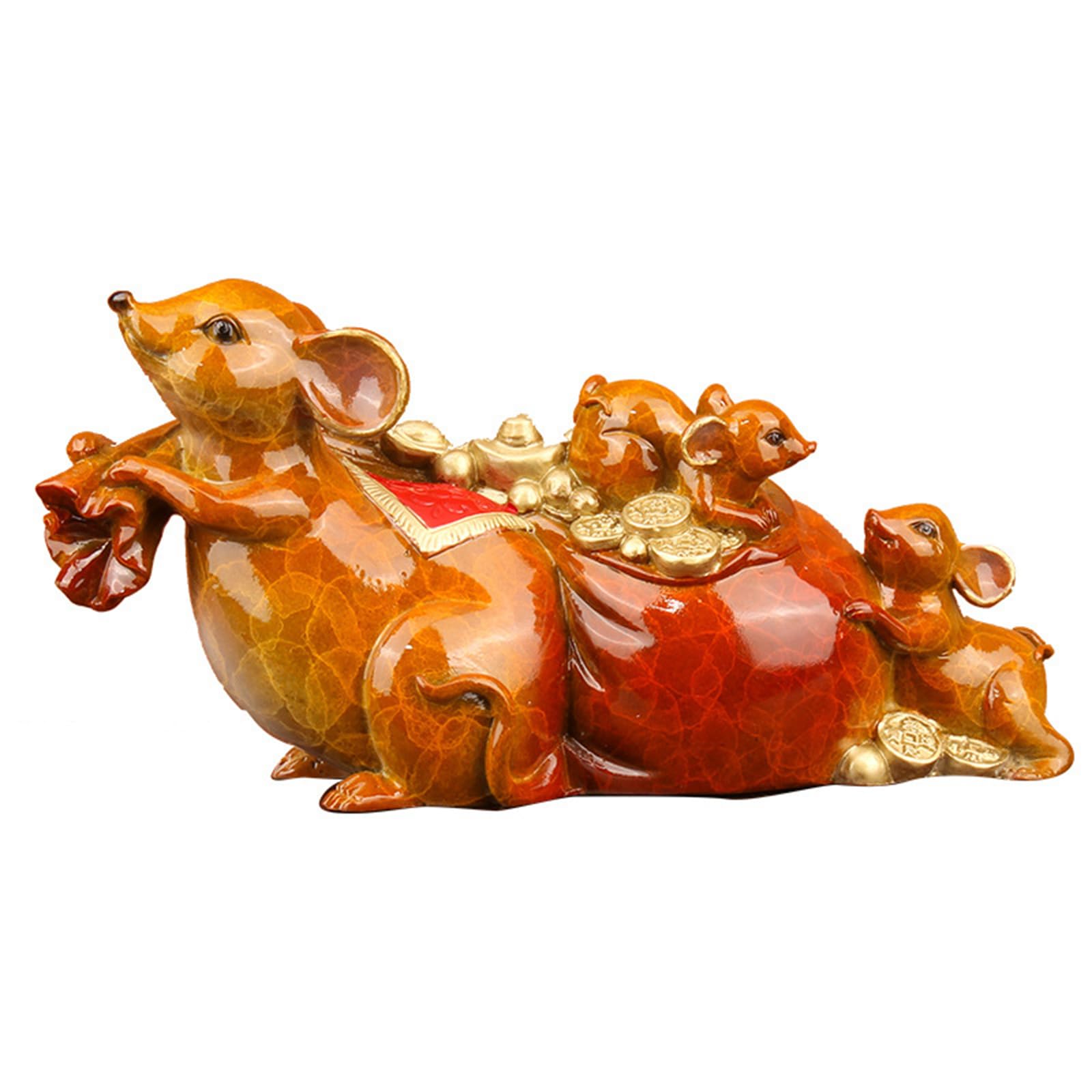 Hhhxkkuu One Color Chinese Feng Shui Lucky Zodiac Rat Wealth Figurine