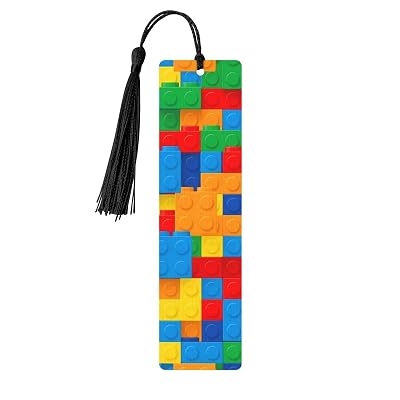 Colorful Building Blocks Bricks Wooden Bookmark for Women, Men, Girls, Boys