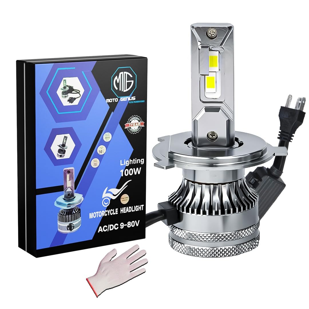 MOTO GENIUS Super Bright 100W LED Headlight Conversion Kit for Car & Motorbike | Waterproof, High Performance, Energy Efficient, Steel & Aluminium Housing – Easy Install(H4)-image-23