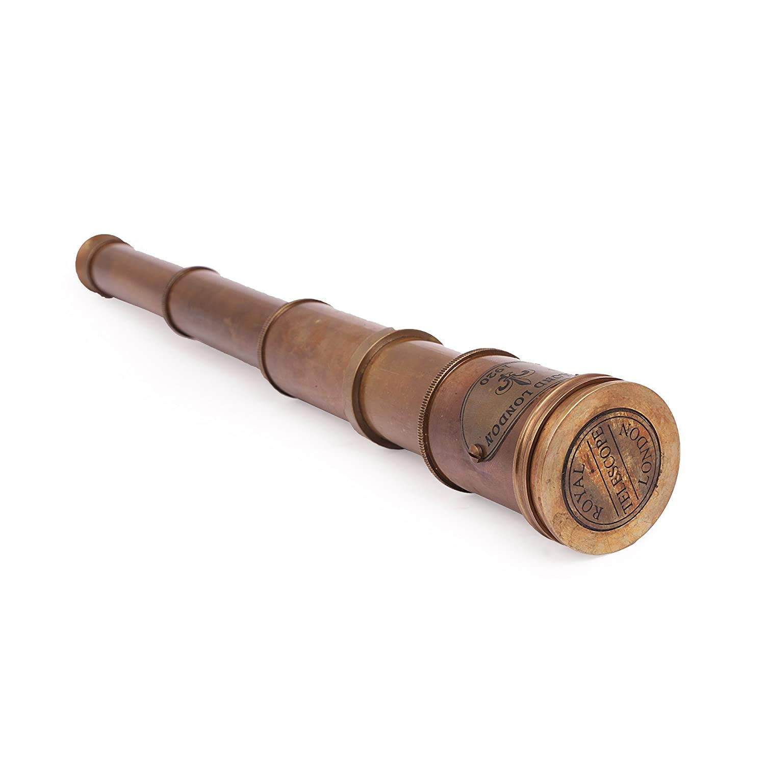 Yasmin Nautical Brass Telescope with Wooden Box (Telescope :16x5.5 inches Box 6.5 x2.5 x 2.25 inch, Brown)