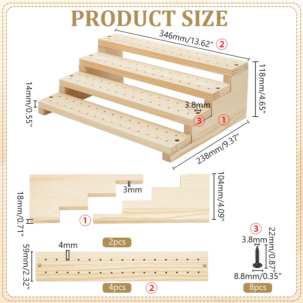 PH PandaHall Porta Spiedini di Frutta in Legno Espositore per Spiedini a 120 Foro Tabellone per Buffet a 4 Livelli Espositori a Più Livelli per Buffet Banchetti Cocktail Party Natale