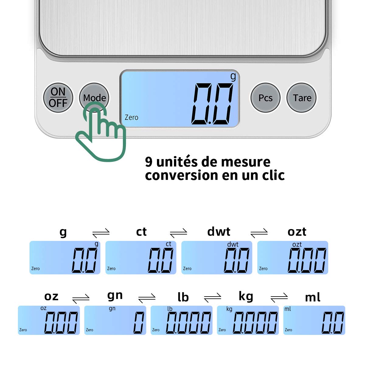 Tamaño extra grande Balance de alimentos 5kg/0.1g Recargable por USB Digital Balanza de Cocina,PreCision Balance Electrónico Bandejas de mesa de pesaje de acero inoxidable