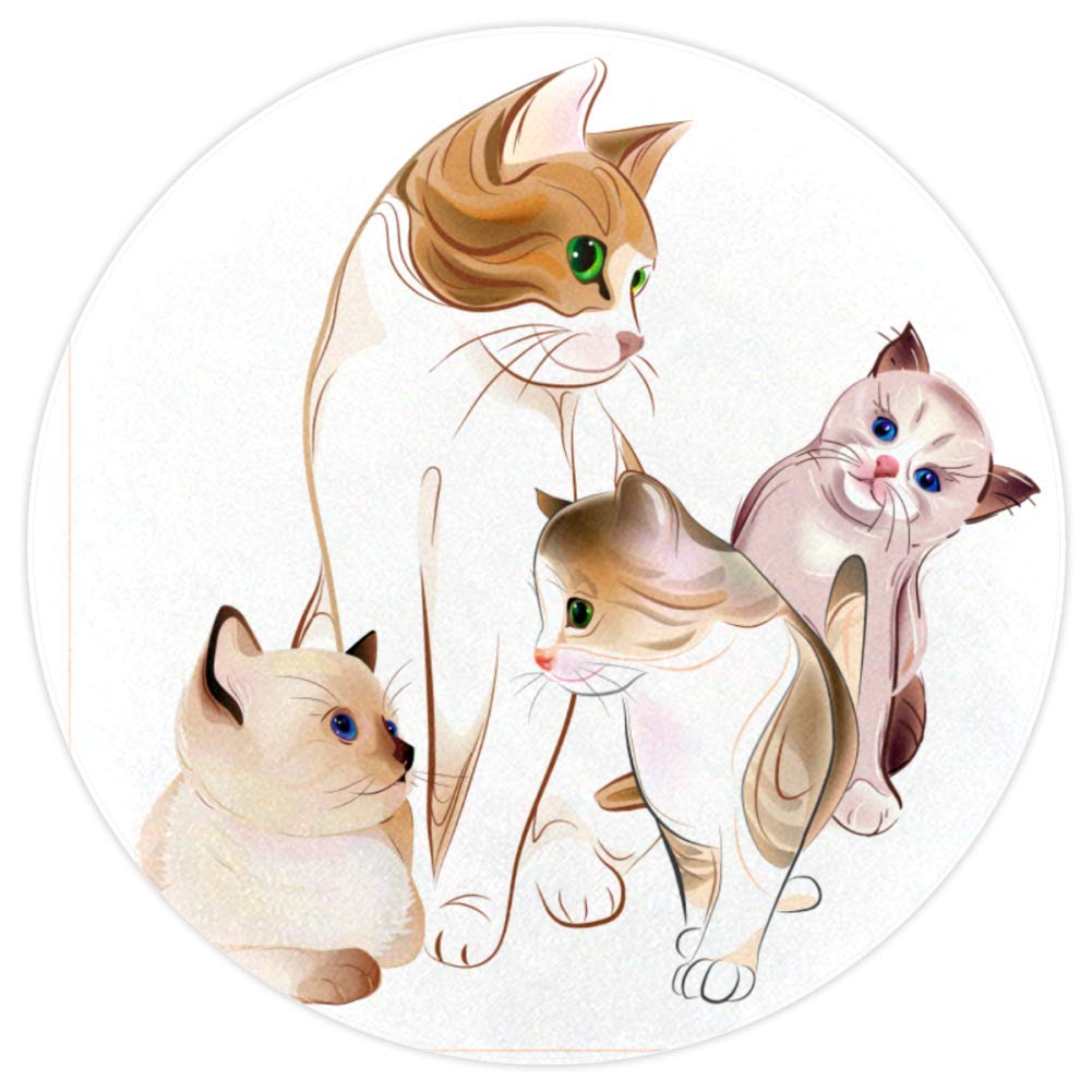 Tapis rond chat 160cm antidérapant multicolore en polyester pour salle de jeu et salon