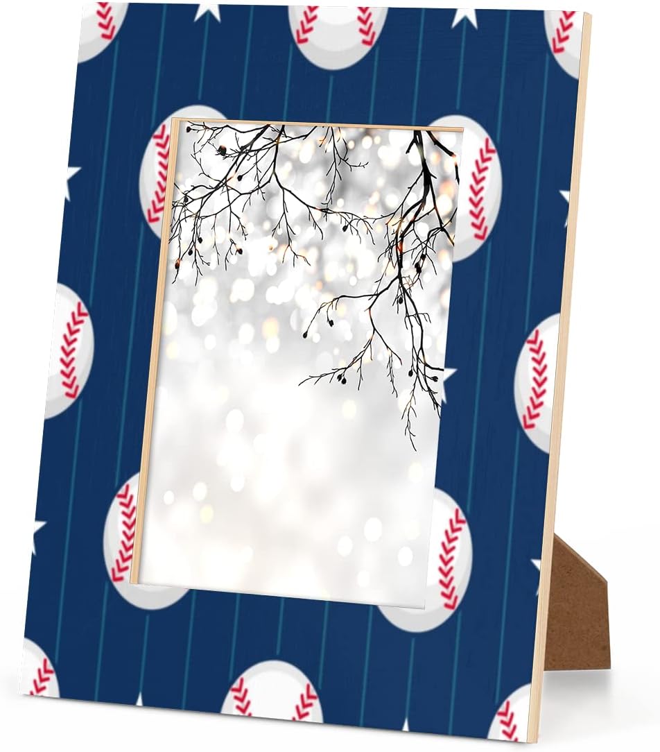 AUUXVA Picture Frame Photo Frame Wood Picture Frames for Desk Tabletop Wall Collage Decor (Baseball Stars, 5X7)