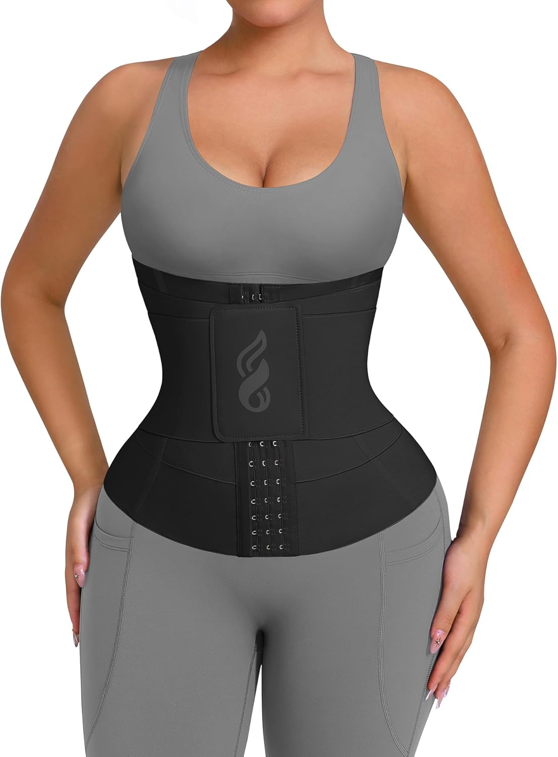 FeelinGirl Waist Trainer for Women Waist Trimmer Ab Belt Tummy Control with Triple Segmented Belt Hourglass Body Shaper