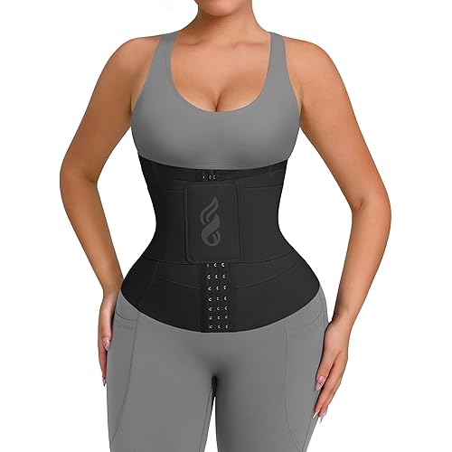 FeelinGirl Waist Trainer for Women Waist Trimmer Ab Belt Tummy Control with Triple Segmented Belt Hourglass Body Shaper